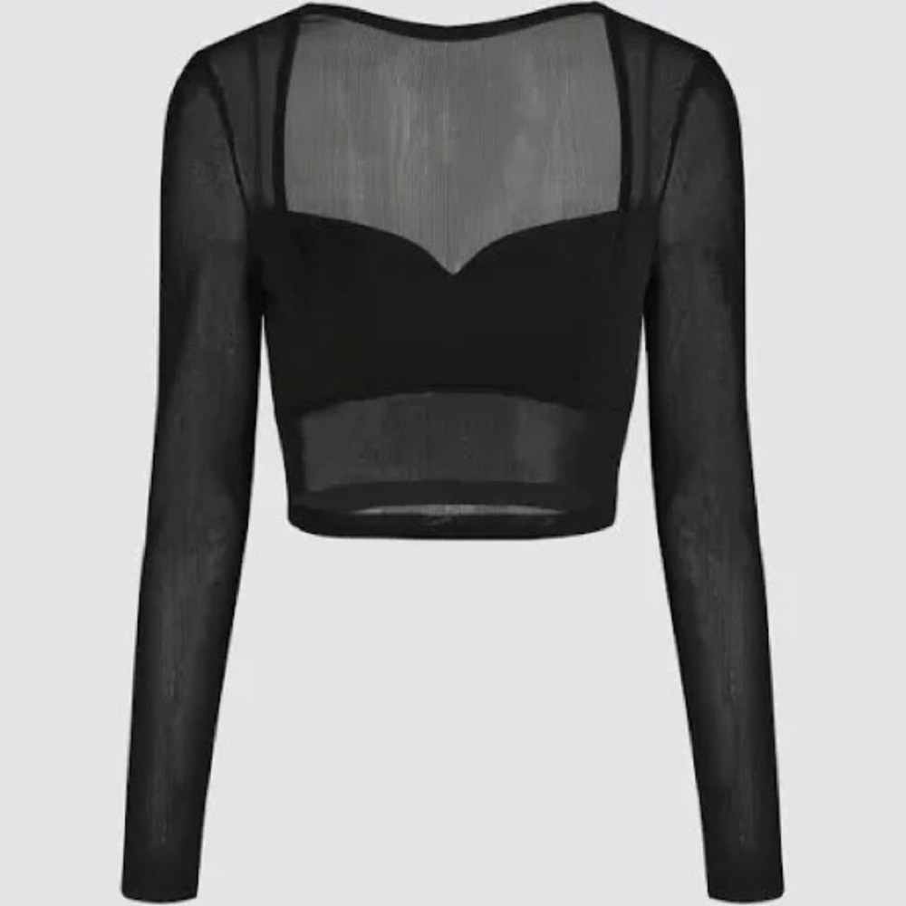 Cider, black mesh long sleeve top